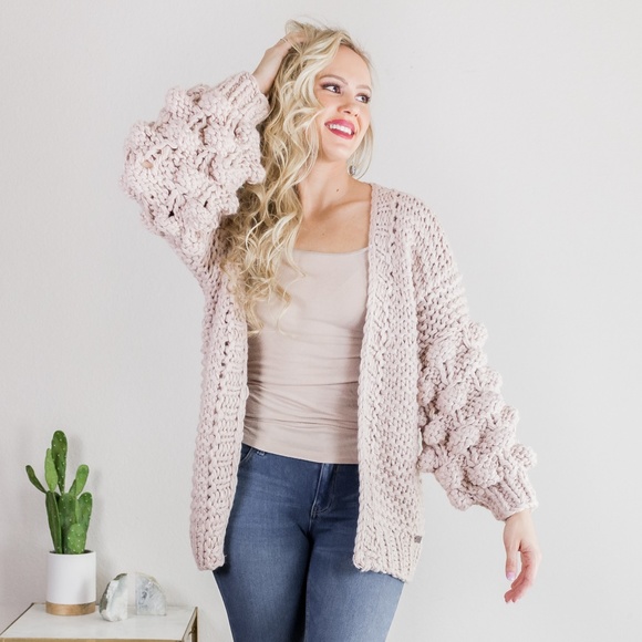 Urban Socialite Sweaters - Emily' Handmade Pom Pom Cardigan